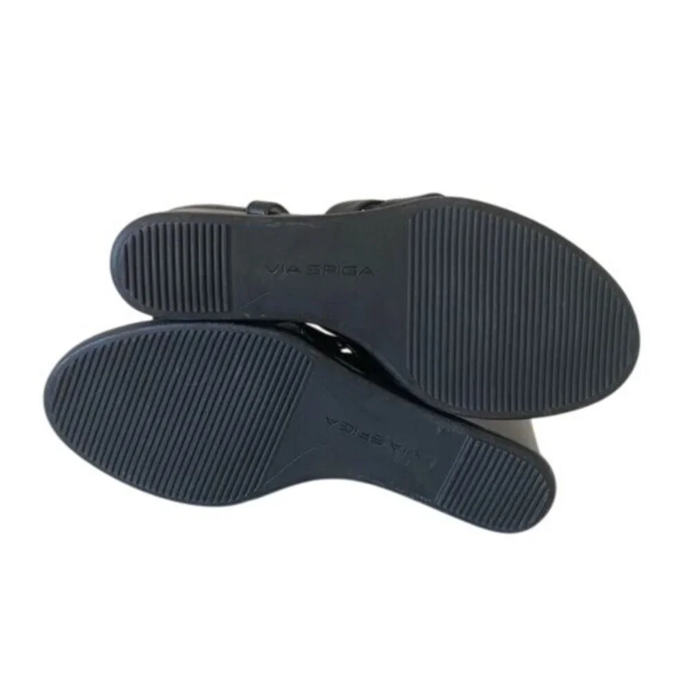 Via‎ Spiga Womens Black Wedge Sandals Size 7 NWOB